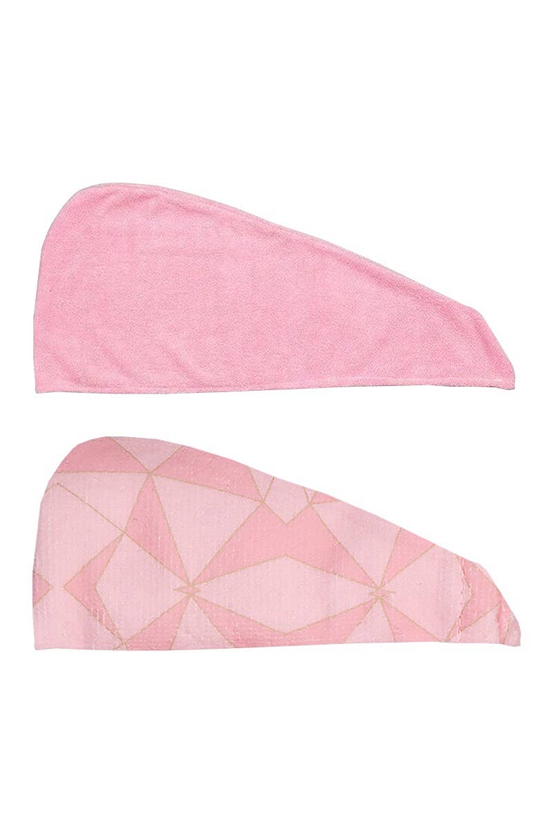 2pc Shower Hair Turban Set Pink
