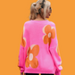 Retro Flower Pink & Orange Flower Power Slouchy Sweater
