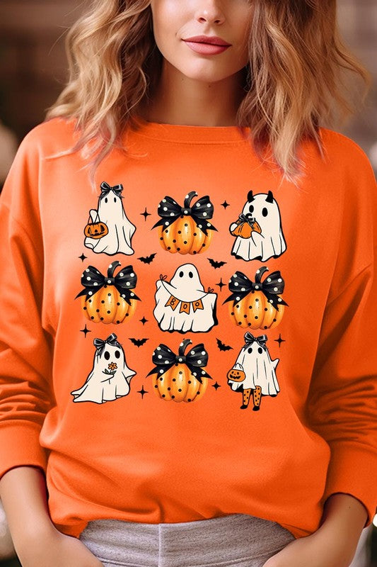 Cute Ghost Fall Pumpkin Graphic Fleece Sweatshirts