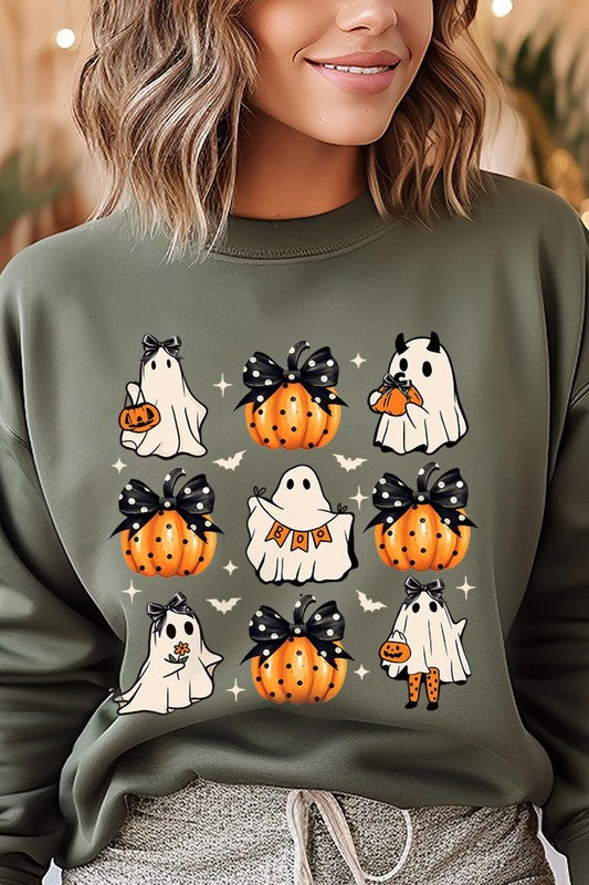 Cute Ghost Fall Pumpkin Graphic Fleece Sweatshirts