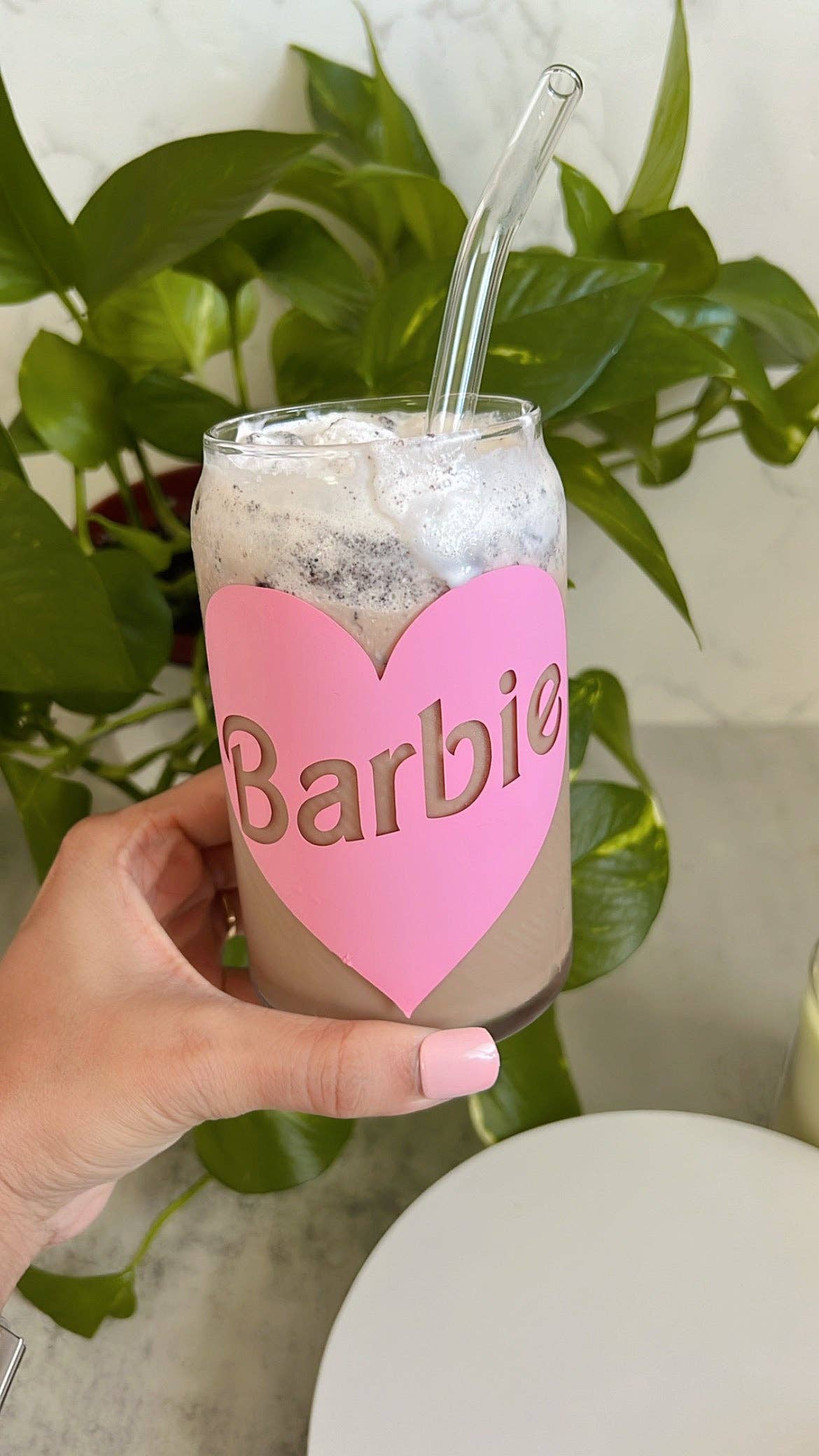 Barbie Heart Glass Cup: 20oz / Glass only
