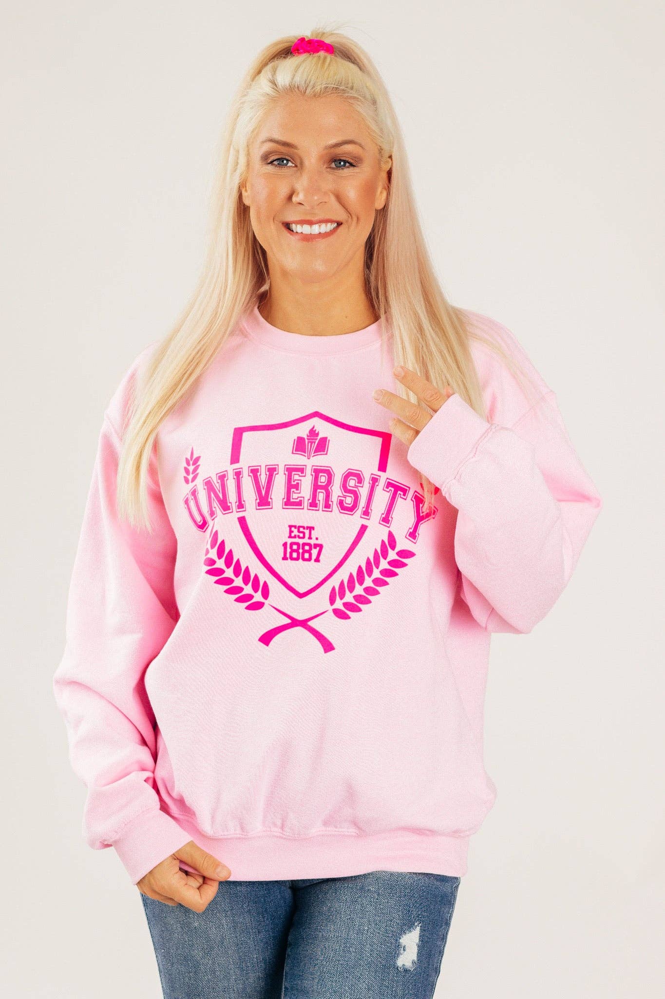 Pink Retro University Sweatshirt