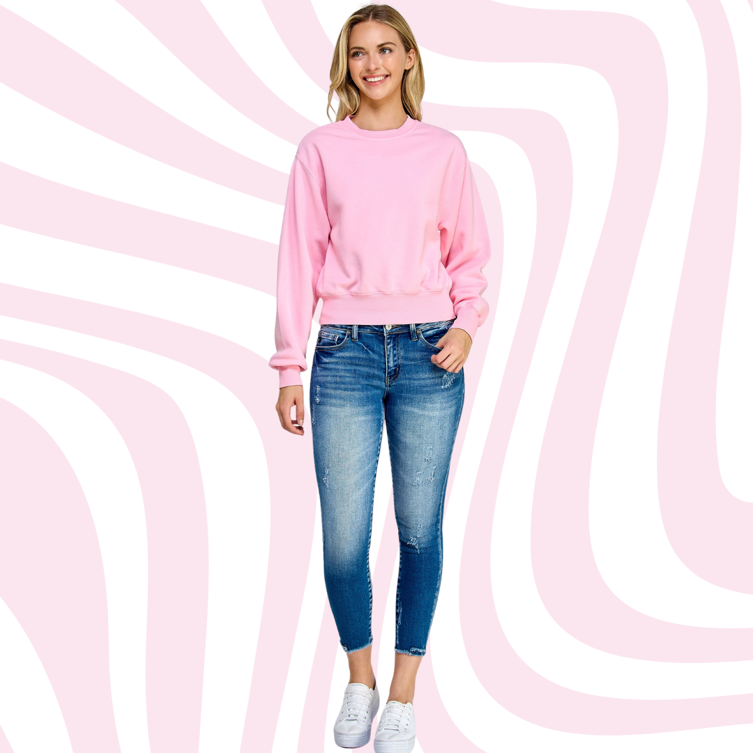 Bubblegum Pink Fleece Sweatshirt