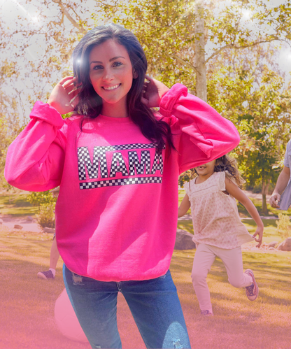 Pink Checkered Mama Sweatshirt