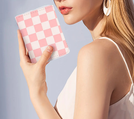 Mini Pink Checkered Wallet