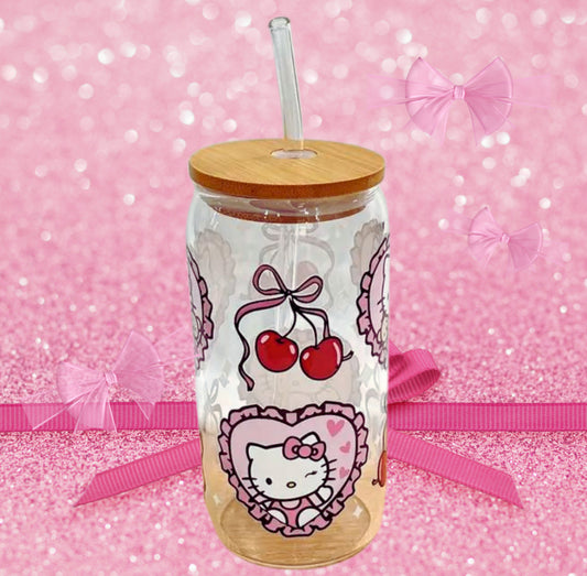 Hello Kitty Cherry-themed cool glass cup
