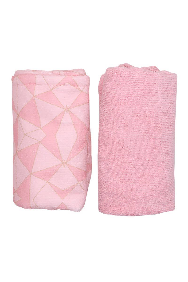 2pc Shower Hair Turban Set Pink