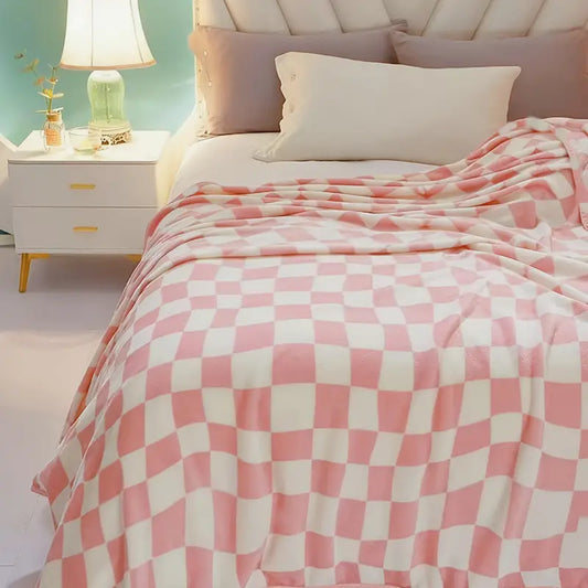 Soft N Cozy Pink Checkered Blanket