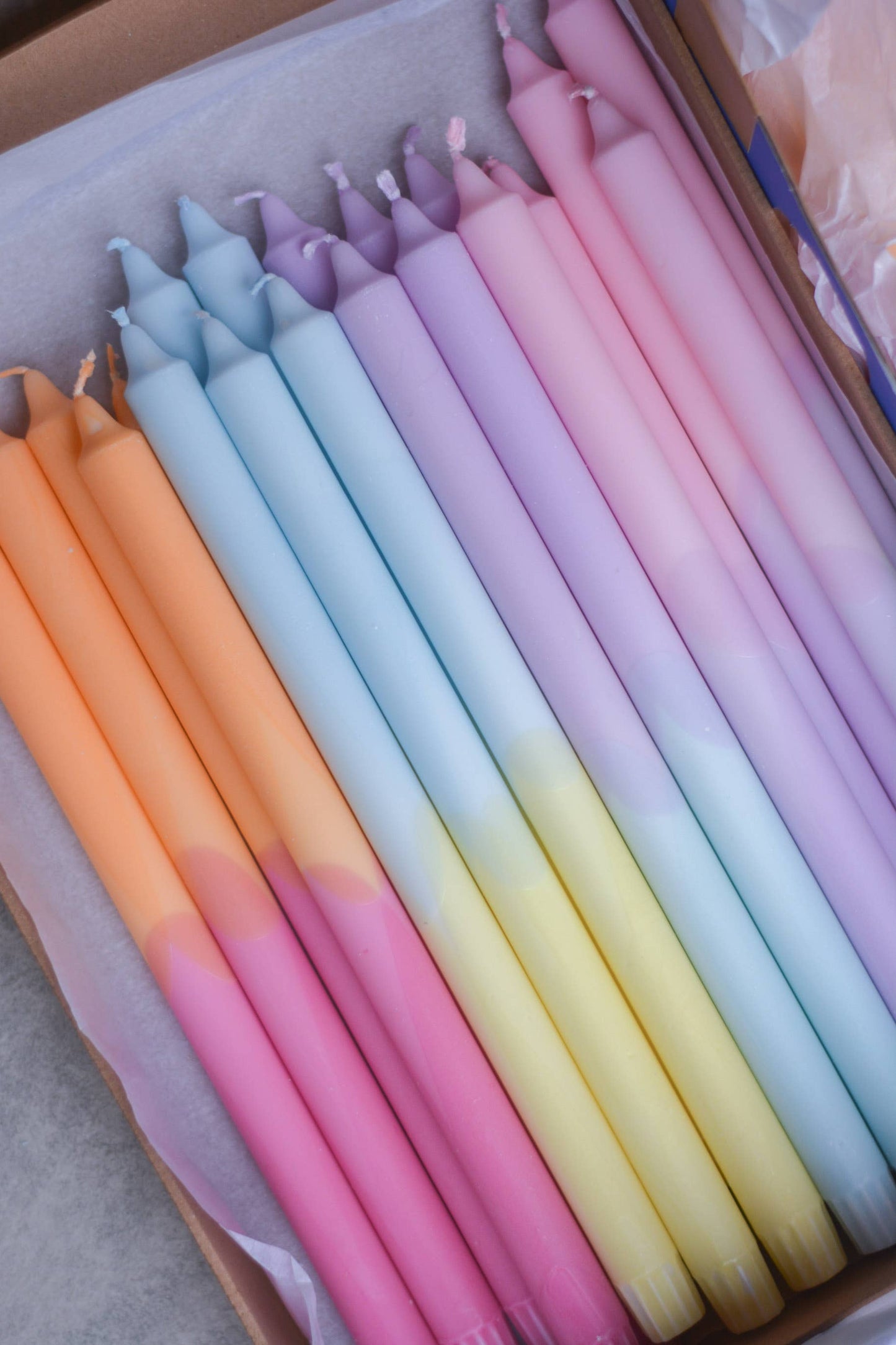 Taper candles (Long)- pastel colours and decorations