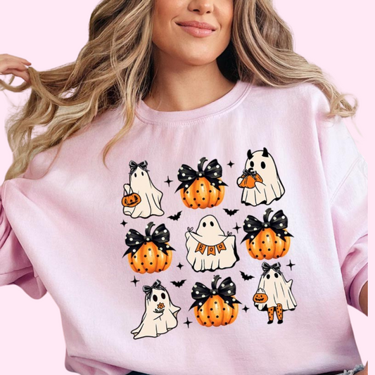 Cute Ghost Fall Pumpkin Graphic Fleece Sweatshirts