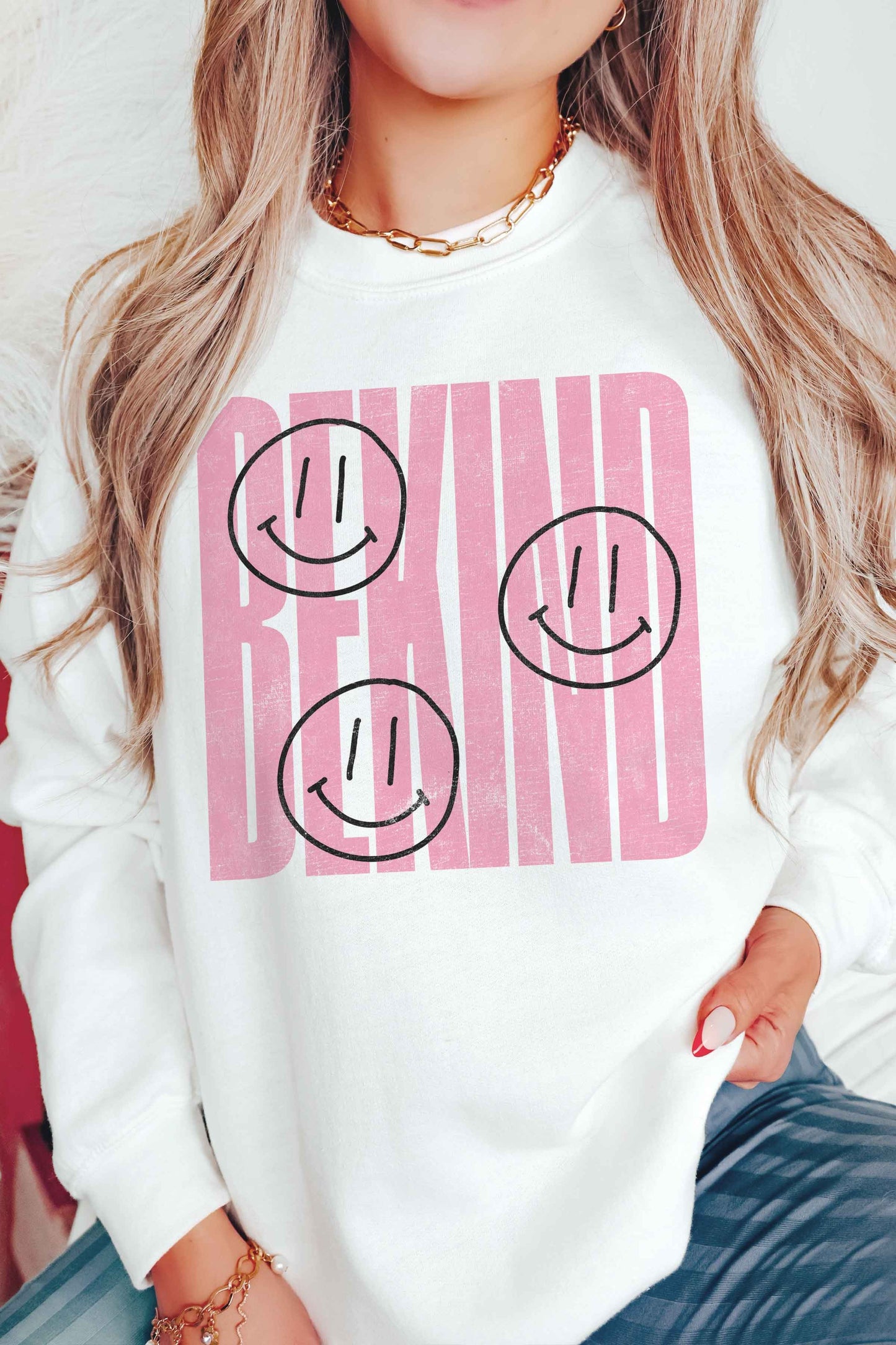 Kids/youth-be kind happy faces sweatshirt