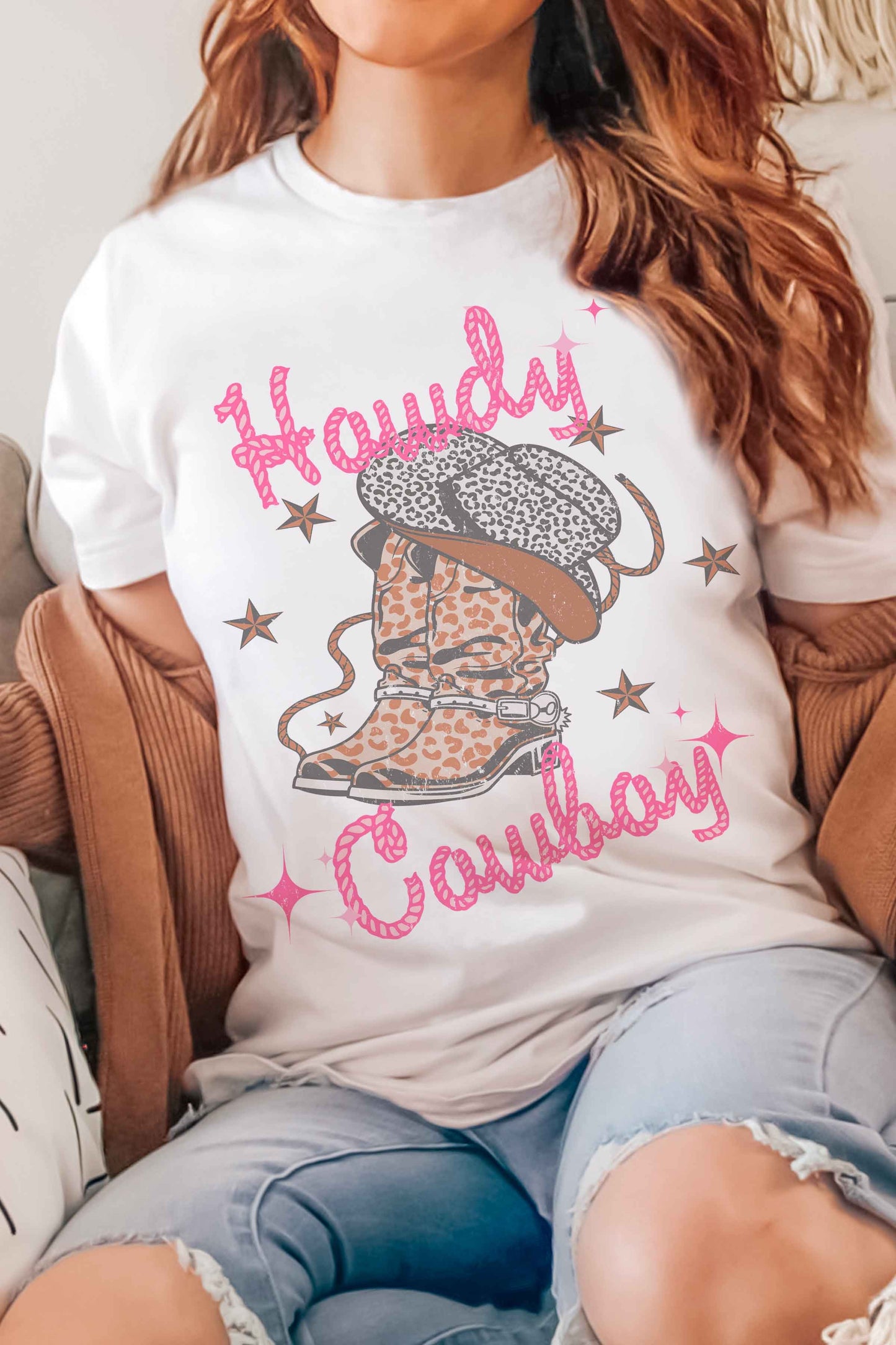 KIDS/YOUTH - LEOPARD HOWDY COWBOY GRAPHIC TEE