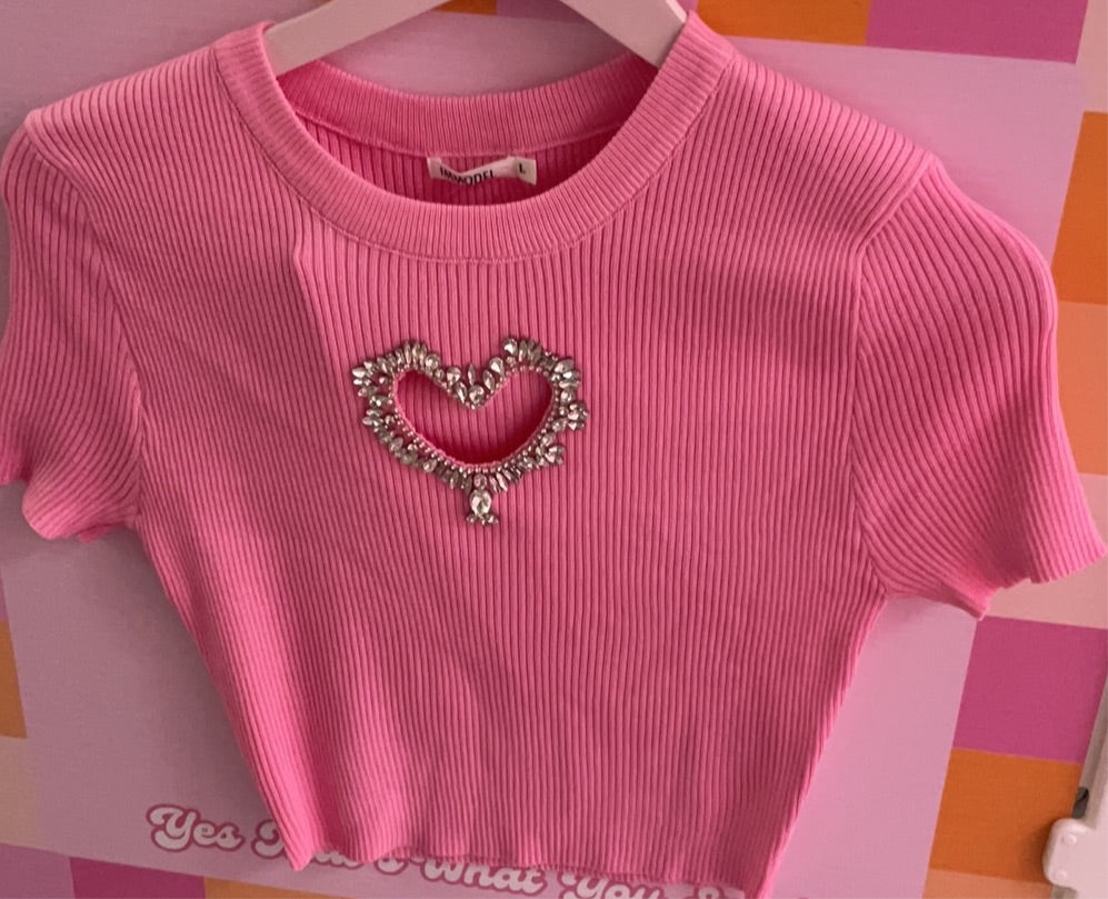 IMODEL TOP PINK Heart Cut Out