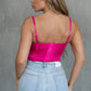 hot pink satin lace corset top