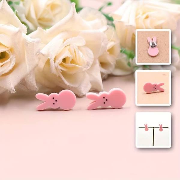 spring and summer easter colorful bunny stud earrings