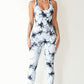 Printed Crisscross Wide Strap Jumpsuit