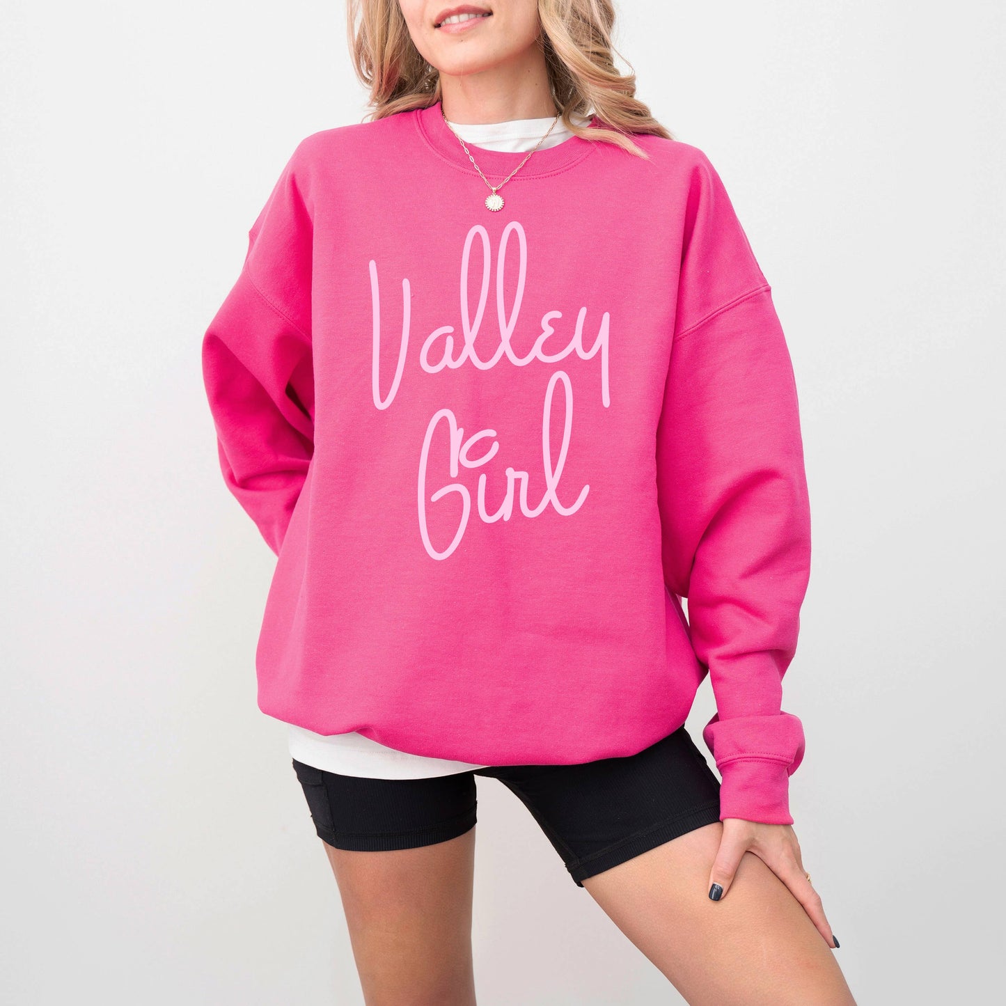 Pink Oversized Valley Girl Crewneck Sweatshirt